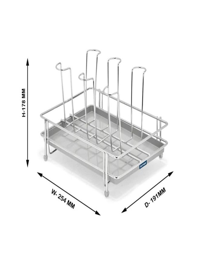 LEVON Stainless Steel Glass Countertop Tiered Shelf Stand for 6 and 9 Glass/Glass Holder for Kitchen/Dining Table Glass Stand (6 Rack) - Image 4
